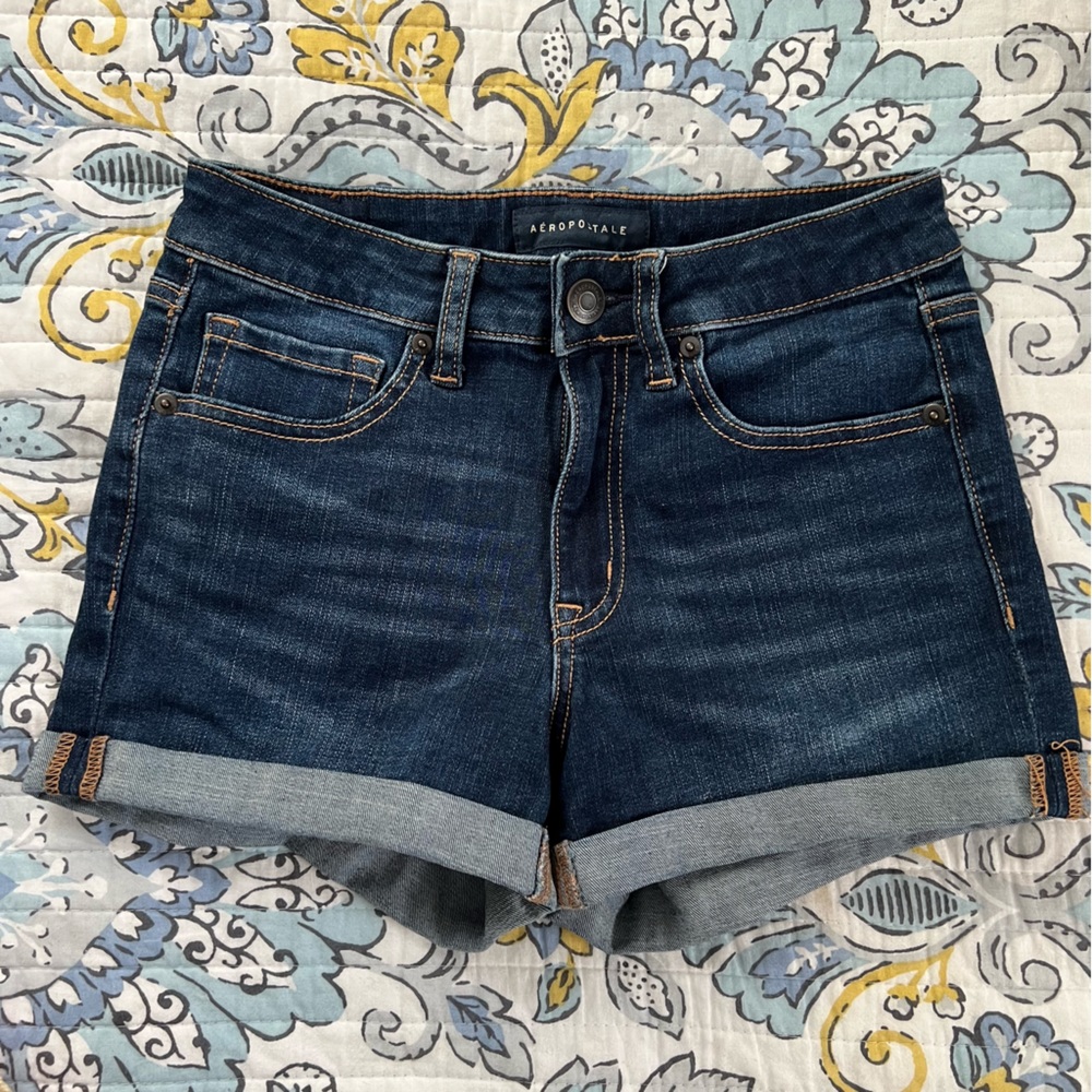 Aéropostale Denim High Waisted Midi Shorts